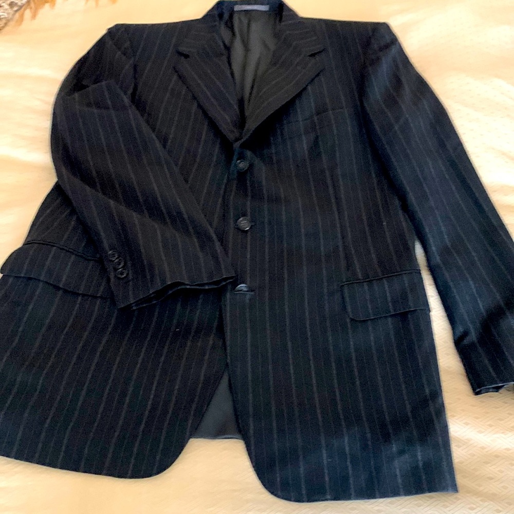 gray pinstripe suit jacket